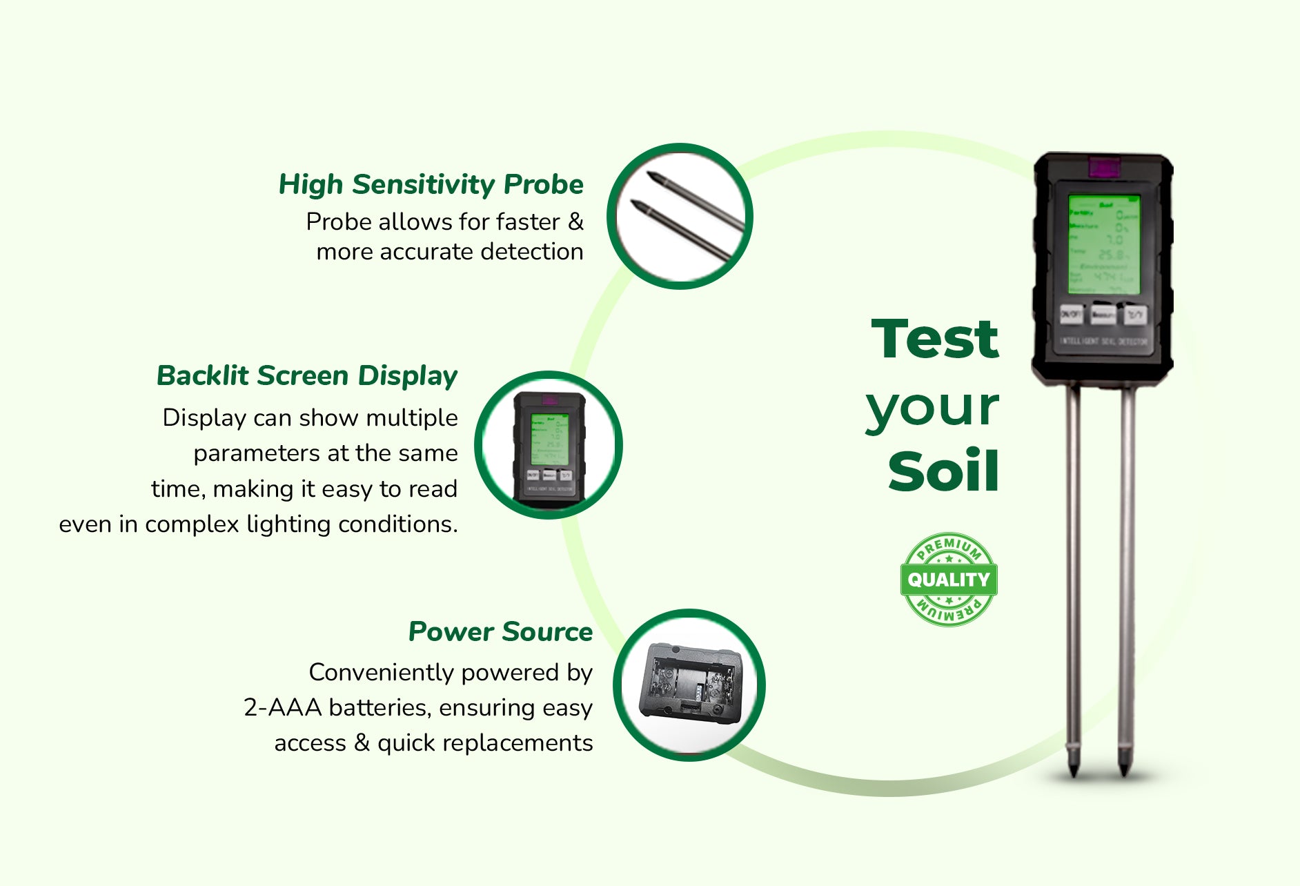 AmiciSense 6-in-1 Soil Tester
