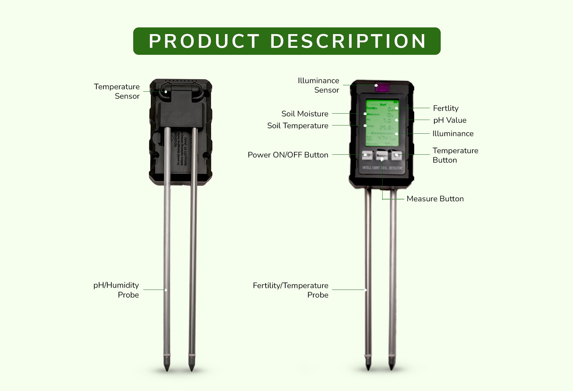 AmiciSense 6-in-1 Soil Tester