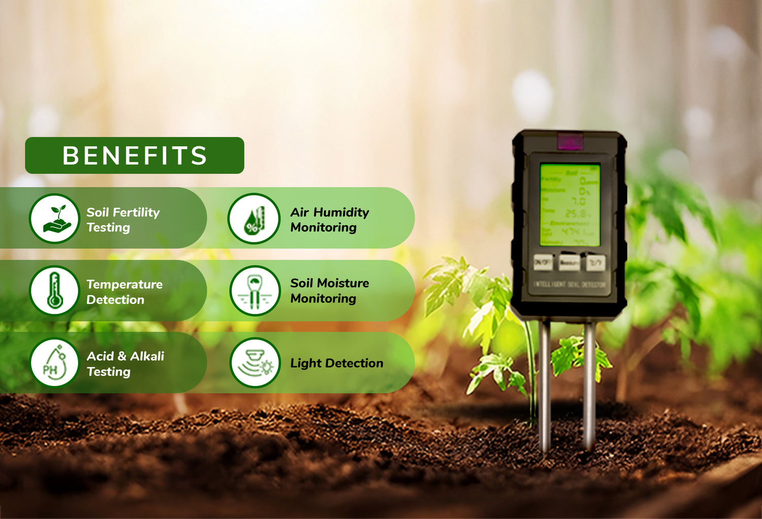 AmiciSense 6-in-1 Soil Tester