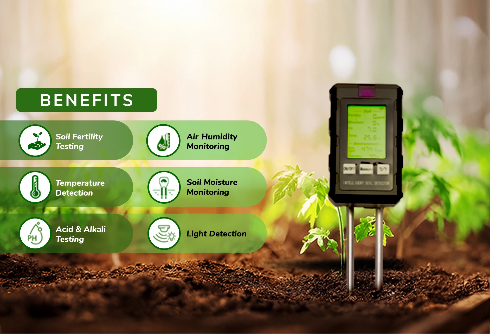 AmiciSense 6-in-1 Soil Tester